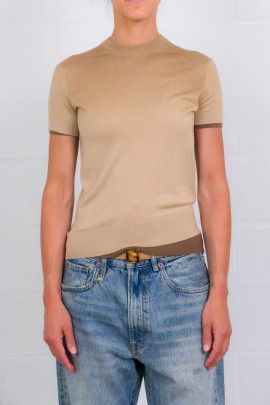 T-shirt en laine beige sable