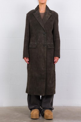 Long Kirsi coat in blistered leather