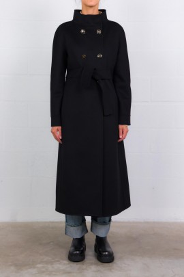 Manteau noir compact drap 
