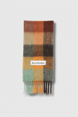 Echarpe à carreaux en laine chestnut brown