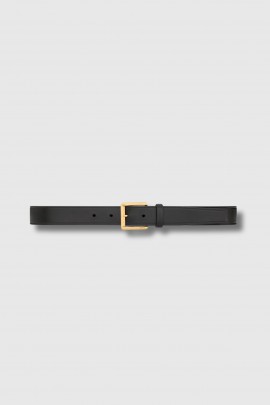Black leather belt with rectangular buckle