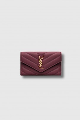 Cassandre card holder with flap in burgundy leather