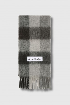 Dark black wool checked scarf