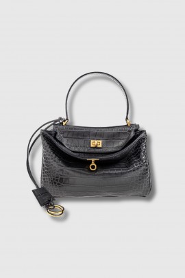 Sac Rodeo print croco en cuir Dark Grey 