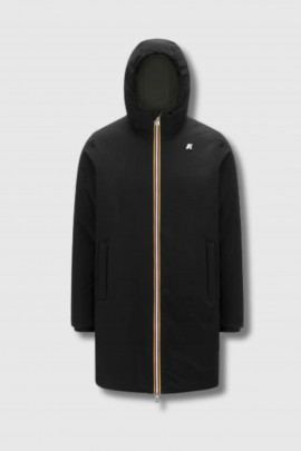 Jacob Warm reversible coat in black/khaki