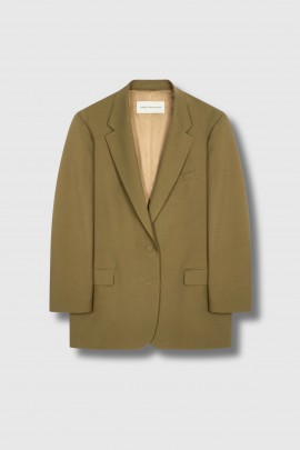 Glossy wool blazer in Umber green