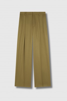 Pantalon à pinces lustré en laine vert Umber