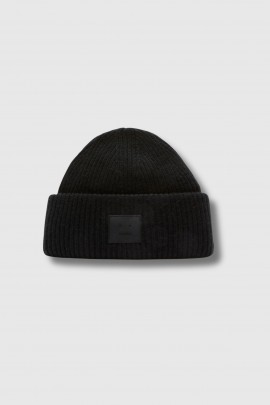 Bonnet en maille avec logo noir 