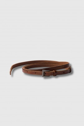 Narrow belt in cocoa brown leather