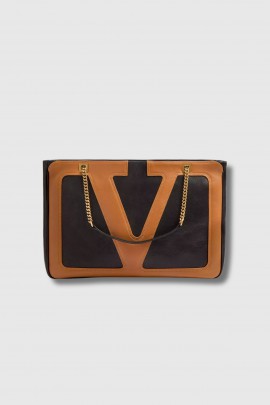 Camel leather tote bag