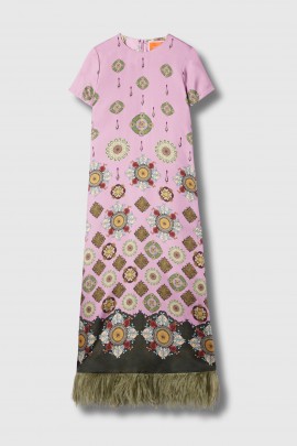 Robe Swing en twill de soie rose 