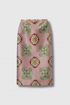 Jupe en jacquard de soie rose