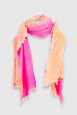 Echarpe en cachemire bicolore orange 