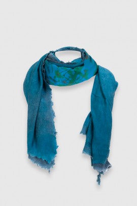 Blue cashmere and silk scarf