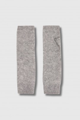 Grey knitted mittens