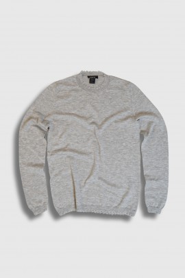 Pull iconique col rond gris moyen