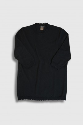 Black short-sleeved cashmere and merino jumper
