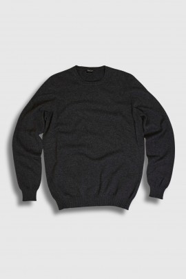 Pull ras de cou en maille fine gris anthracite