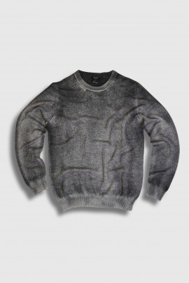 Pull handpainted gris 