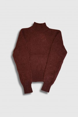 Pull col roulé en mohair bordeaux