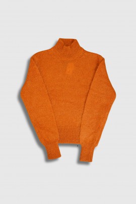 Pull col roulé en mohair orange