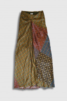 Smila long silk print skirt