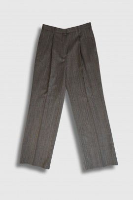 Pantalon à pinces lustré en laine gris
