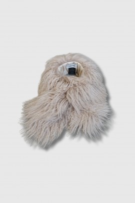 Col en fourrure d'agneau beige Ficelle