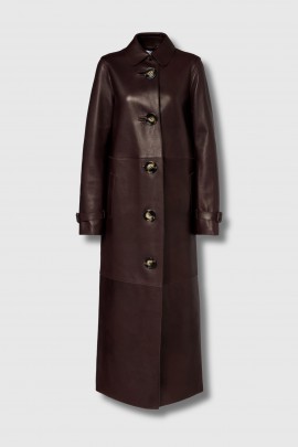 Long manteau Lorasso en cuir chocolat