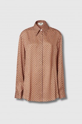 Chemise en soie jacquard Dots rose