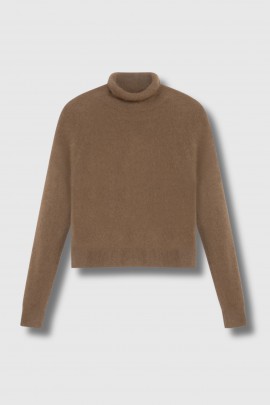 Pull col roulé en raccoon beige