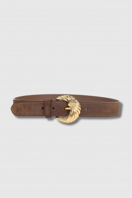 Ceinture en daim marron avec boucle Paisley 