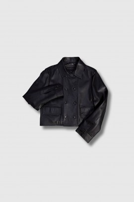 Veste en cuir double boutonnage noir 