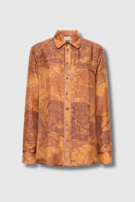 Orange printed silk shirt