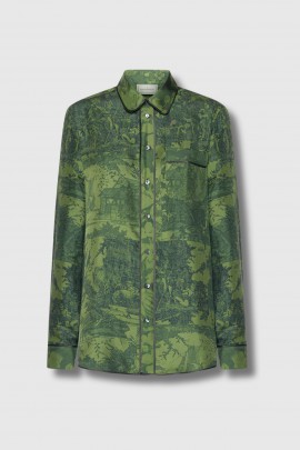 Green printed silk shirt