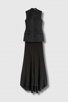 Long black cotton and silk dress