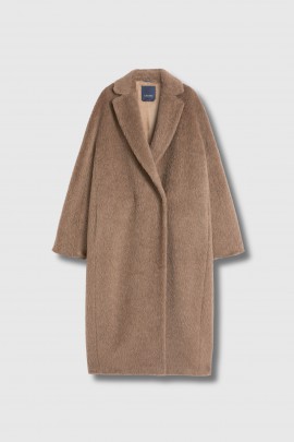 Long brown wool and cashmere coat