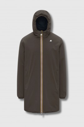 Jacob Warm reversible coat in khaki/navy blue