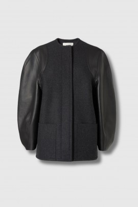 Wool and leather jacket