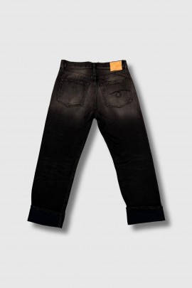 Black Cuffed Boyfriend Jeans