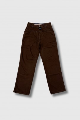 Wide-leg brown denim pants