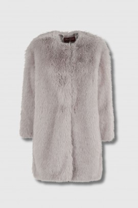 Pearl grey faux fur coat