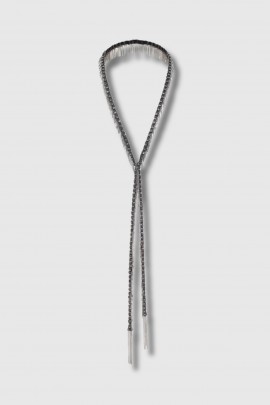 Long black crystal necklace