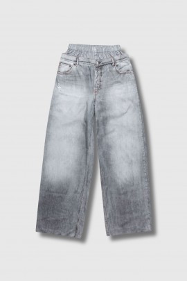 Pantalon imprimé Trompe l'Oeil Gris 