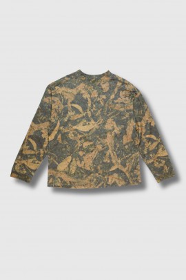 Long-sleeved brown camouflage T-shirt