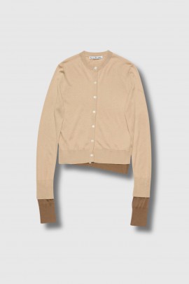 Sand beige silk and wool cardigan