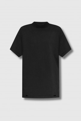 Black cotton T-shirt with tone-on-tone logo on back