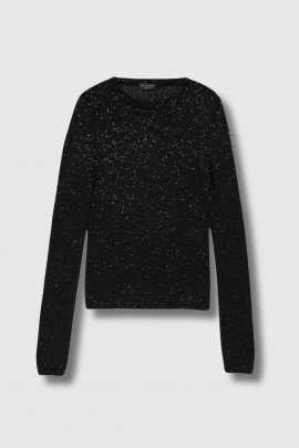 Top à sequins col rond noir