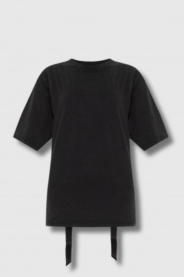 Black lace-up T-shirt