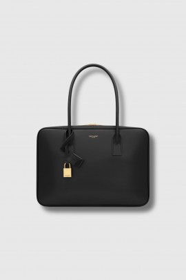 Bauletto black leather day bag